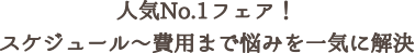 人気No.1フェア！スケジュール～費用まで悩みを一気に解決